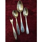 Серебряные ложки, северная чернь. Серебро 875 проба. СССР