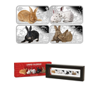 Острова Кука 4х1 доллару 2011г. "Год Кролика". Монеты в капсуле; подарочной рамке; номерной сертификат; коробка. СЕРЕБРО 4х31,135(4 oz).