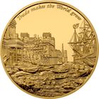 RARE Острова Кука 10 долларов 2022г. "Торговля заставляет Мир расти - Время летит". Gold-plated. Монета в капсуле; подарочном футляре; номерной сертификат; коробка. СЕРЕБРО 62,20гр.(2 oz).