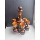 Графин с рюмками на подставке дерево СССР