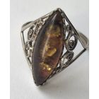 Кольцо. Янтарь. Перстень СССР. Размер 21