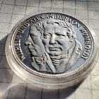 5 марок ФРГ 1967 года.200 -летие со дня рождения братьев Гумбольдтов .Серебро.