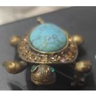 Крутая брошь Черепаха. Чехословакия. СССР. Медь с камнями.