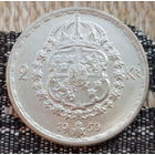 Швеция 2 кроны 1950 года, AU. Густав V. Герб. Серебро. Сторгуй за свою цену, предложи обмен!