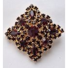 Гранатовая брошь Jablonex. Кристаллы. 60-е годы, Чехословакия.  В идеале!