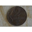 Латвия 2 сантима 1932 с 1 руб