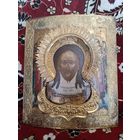 Икона Спас Нерукотворный в позолоченном серебре, 84 пр.школьного письма на золоте (Палех, Мстера, Москва?) 1819 г.