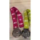 Медали Минского полумарафона 2015 года; 2 шт. – золото (21 км) и серебро (10 км); беговые медали, Минский полумарафон