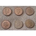 Великобритания погодовка 1 пенни 6 монет 1988,1989,2000,2001,2007,2010