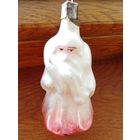 Винтажная ёлочная игрушка Дед Мороз 3. Стекло СССР