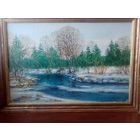 Старинная картина Залив худ.В.Калиновский. Холст 38х27 см., масло подпись художника разумный торг