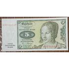 Банкнота 5 марок 1980 год. ФРГ. Портрет венецианской женщины. НЕ БЫЛА В ОБОРОТЕ.