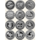 Знаки зодиака. Комплект монет 2009 г (Рыбы, Овен, Телец, Близнецы, Рак, Лев, Дева, Весы, Скорпион, Стрелец, Козерог, Водолей)