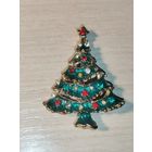 Брошь "Ёлочка", вставки, эмали, размер 4*3 см., застёжка рабочая.