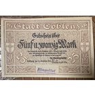 Банкнота 25 марок 1918 год. Оберндорф. Веймарская республика.