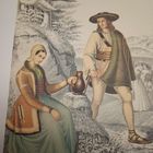 Литография с акварели  Иллюстрация двусторонняя 29.5х22.5 см.  нач.20в.