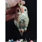 Игрушка ёлочная Сова, стекло. СССР