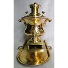 Самовар форма кратер, томпак, латунь, безподдувальный, на пятаках, с подносом.