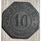 Монета 10 пфеннигов 1917 год. Город Мюльхаузен. Веймарская республика. С рубля без МЦ.
