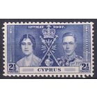 36.BrKS. Великобритания. Колонии.  Кипр. Коронация Георга VI и Елизаветы. 1937 г. 2 1/2P. Mi.#135.