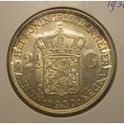 Нидерланды, 2 1/2 Гульдена 1930 Серебро, Сохран !