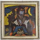 Кищенко А.М;62/63см. "Рождение", 1991г. ДВП, масло. Размер 62х63 см.