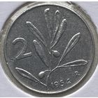 Италия 2 лиры 1954 г. В холдере