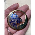 Брошь Колокольчики эмаль Клуазоне Fish клеймо Англия 60-е