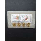 Польша 1984 Блок Mi.94 с двумя марками "Олимпийские игры в Лос-Анжелес и Сараево" (гашение с клеем) Mi.2916С-2917С каталог 2.50 евро