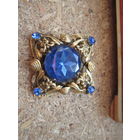 Брошь . Брошка . Чехословакия . Синее стекло