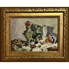 Казак О.И "У самовара", 1971г. Картон, масло. Размер 30х21.5 см.