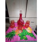 Графин с рюмками ссср, красный коньячный набор.