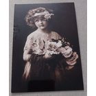 Посткроссинг. Открытка "Винтажный портрет девочки. 1918 год" (10х15). Прошла почту. Марка, чёткий штемпель.