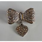 Брошь "Бабочка с кристаллами". Размер 3.3-3.5 см.