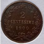 Италия 2 чентезимо 1900 г. S с точкой в конце. В холдере