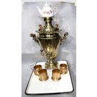 Дровяной самовар - форма гранная рюмка, с подносом, чайником и подстаканниками.