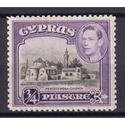 100.BrK. Великобритания. Колонии. Кипр. Георг VI. Архитектура и пейзажи. 1951 г. 3/4P. Mi.#139A.