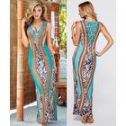 Платье мятное с узором и стразами