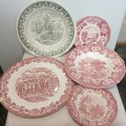 Англия Фарфор Клейма в тесте Made in England  Красные Тарелки Блюдца