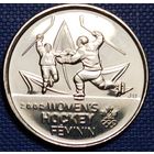 Канада 25 центов 2009 г. Победа женской сборной по хоккею на олимпиаде 2002 г.