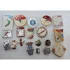 Значки "Лыжный спор" СССР - 19 шт. Алюминий.