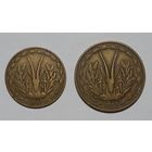 Монеты Западной Африки, 10 и 25 франков, 1957 год, 2 монеты одним лотом. Без МЦ.