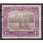 185.BrK. Великобритания. Колонии. Сент Китс и Невис. 300-летие основания колонии. 1923 г.  1d. Mi.#53.