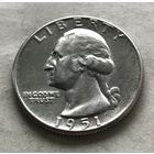 США 1/4 доллара (квотер) 1951 (Филадельфия) - Джордж Вашингтон (1-й Президент США) - серебро 0,900 пр. 6,25 гр., сохран!