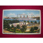 Старая Кубинская открытка. Пароход. Чистая.