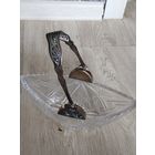 Конфетница,лодочка,хрусталь,мельхиор. с рубля