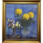 Явич П.М. (ученик Пэна Ю.М.) "Хризантемы", 1999 год. Холст, масло. Размер 66,5х60 см.