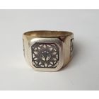 Печатка. Проба 875 со звездой,  маркировка завода СССР.  Эмаль чернение. Позолота. Размер 20