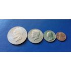 Сборка 1 доллар,50,25 и 1 центы 1976 год США "200 лет Независимости" (Состояние на фото)