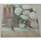 Посткроссинг. Открытка "Деревенские гости", худ.Мария Павлова (13,5х13,5). Прошла почту. Художественные марки, чёткий штемпель.